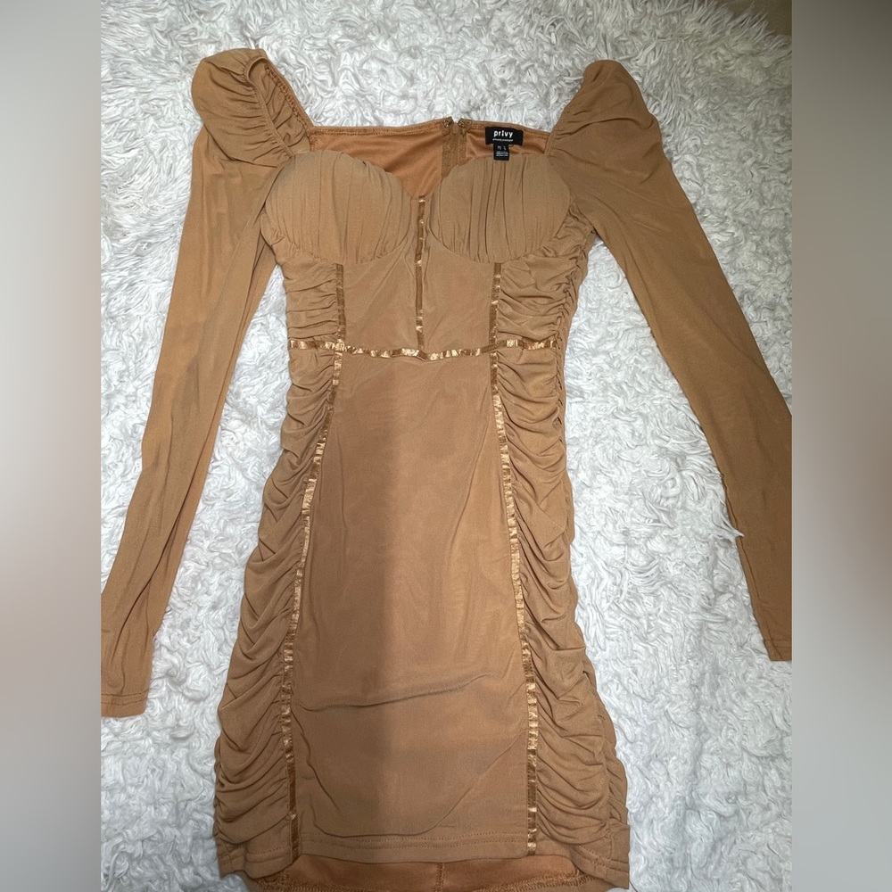 Brown Long Sleeve Dress